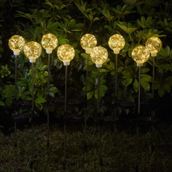 Outdoor Solar Ball Reed Lamp Garden Courtyard Decoration Floor Lamp Luminous Copper Wire Ball Lamp Lawn Lamp - immagine 5