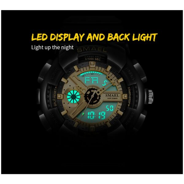 SMAEL 8026 Top Brand Men's Watches Luxury LED Sport Waterproof Military Watch Men Casual Digital Chronograph Clock Relogios Masculino - immagine 5