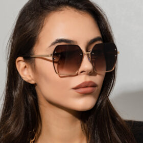 New Large Frame Square Sunglasses European and American Men and Women Trend Gradient Color Rice Nail Sunglasses Cross-border Metal Glasses