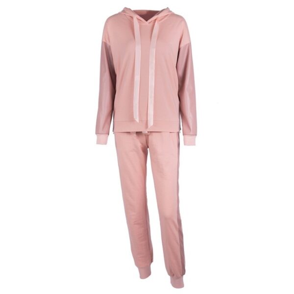 Women's Sets Sportwear Sleeve Joints PU Suits Side Split Zippers Design Hooded Sweatshirt Pant Tracksuit - immagine 4