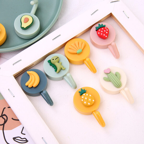 Ins Cute Cartoon Viscose Hook Kitchen Wall Hanging Bathroom Nail-Free Door Rear Coat Hook Seamless Adhesive Hook - immagine 2