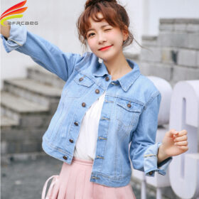 Denim Jacket Women Long Sleeve Turn-down Jeans Jacket For Women Ladies Coats and Jacket