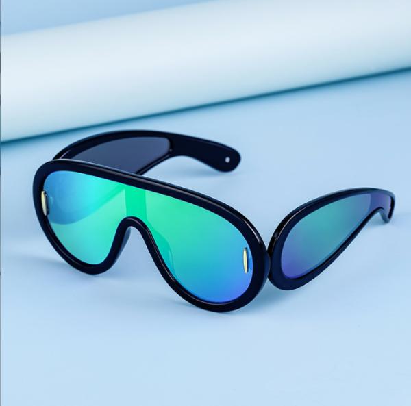 Fashion conjoined large frame sunglasses for women trendy sports cycling windproof sunglasses for men - immagine 2