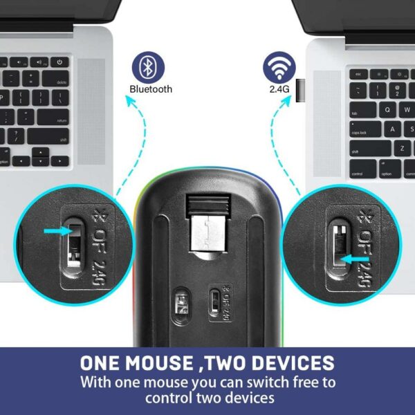 Wireless Mouse Bluetooth RGB Rechargeable Mouse Wireless Computer Silent Mause LED Backlit Ergonomic Gaming Mouse For PC Laptop - immagine 3