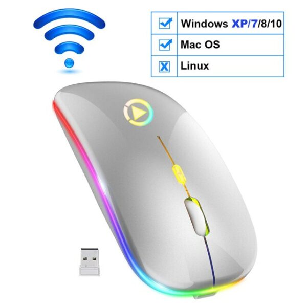 Wireless Mouse Bluetooth RGB Rechargeable Mouse Wireless Computer Silent Mause LED Backlit Ergonomic Gaming Mouse For PC Laptop - immagine 9