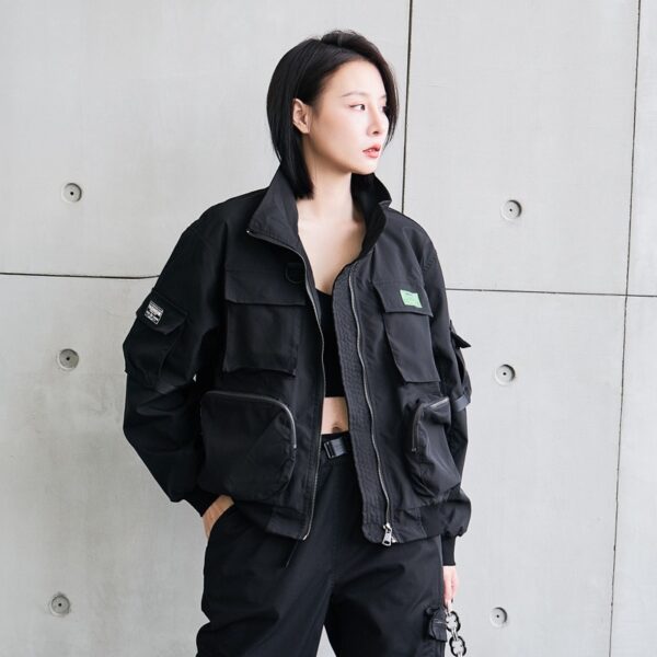 Loose women's workwear jacket motorcycle casual versatile top baseball jacket autumn and winter women's clothing - immagine 6