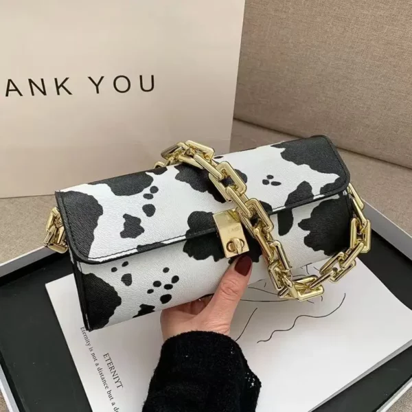 Vintage Leopard Zebra Pattern Underarm Handbags Women Cloth Thick Chain Shoulder Bags Evening Party Purse Clutches Purse Tote - immagine 2