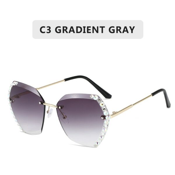 Rimless Sunglasses Women Famous Luxury Brand Design Sexy Diamond Square Sun Glasses For Female - immagine 9