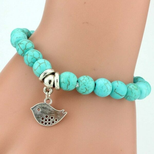 Vintage Boho Charm Bracelets Bangles Women Natural Stone Tree of Life Elephant Owl Pendant Bead Bracelet Men Jewelry - immagine 12
