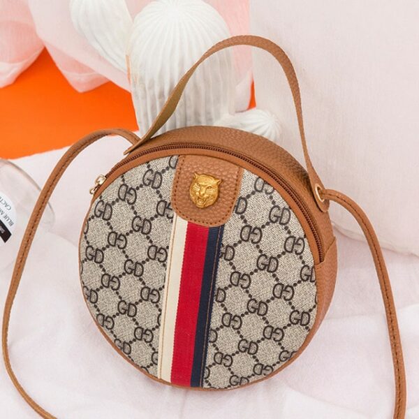 Women Shoulder Bags Tiger Head PU Leather Handbags Bags Ladies Party Fashion Round Popular Shape Printing Girls Crossbody Bag - immagine 9