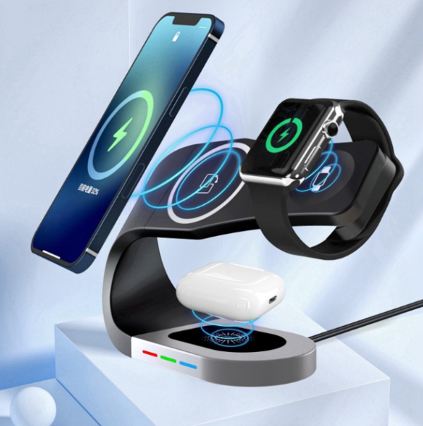 Magnetic suction multifunctional wireless charger suitable for iwatch watches mobile phones AirPod headphones three in one - immagine 4