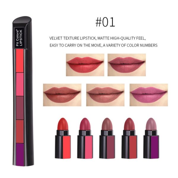 5 Colors Matte Velvet Lipstick Waterproof Sweatproof Lip Gloss Duration Colorfast Lipstick Non Stick Cup Lip Gloss Cosmetics - immagine 6