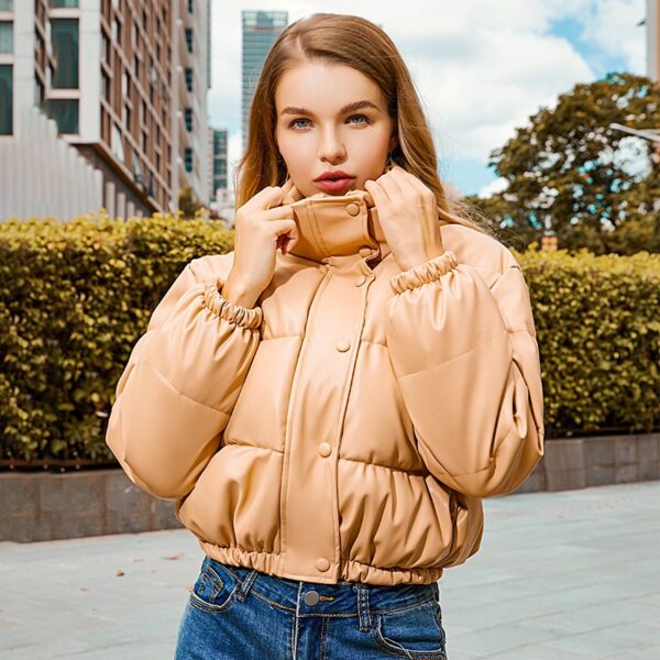 Women's standing collar warm bread cotton jacket - immagine 5