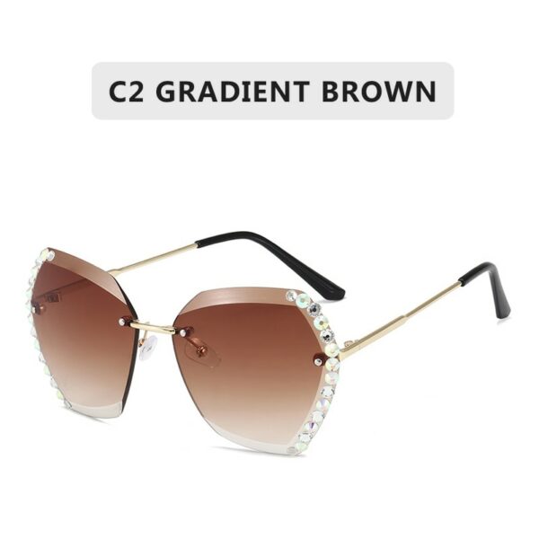 Rimless Sunglasses Women Famous Luxury Brand Design Sexy Diamond Square Sun Glasses For Female - immagine 8