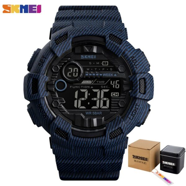 SKMEI 1472 Fashion Sport Watch Men Alarm Clock Cowboy Waterproof Week Display Men Watches Denim Digital Watch relogio masculino - immagine 16