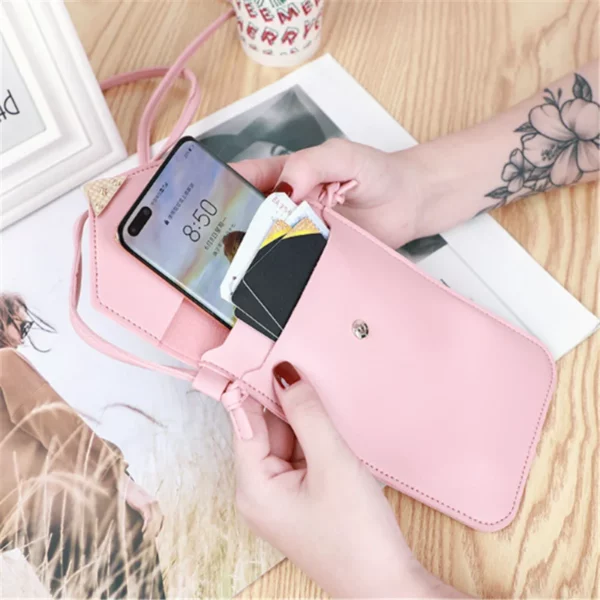 Women's crossbody bag Pu leather touch screen mobile wallet female retro student buckle shoulder bag purses and handbags torebka - immagine 3