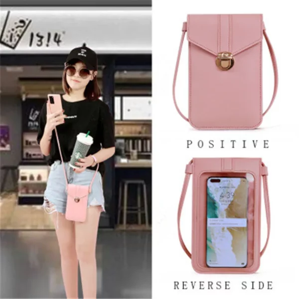 Women's crossbody bag Pu leather touch screen mobile wallet female retro student buckle shoulder bag purses and handbags torebka - immagine 6