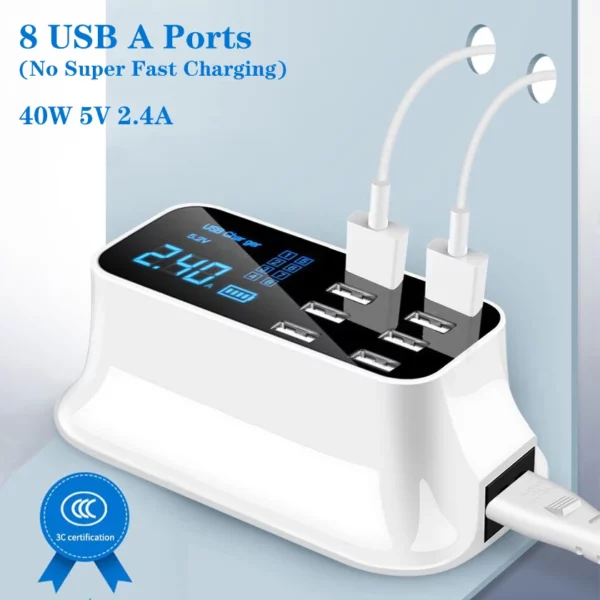8 Ports Quick Charge 3.0 Led Display USB Charger For Android iPhone Adapter Phone Tablet Fast Charger For xiaomi huawei samsung - immagine 11