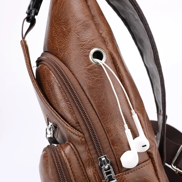 Men's Crossbody Bags Men's USB Chest Bag Designer Messenger bag Leather Shoulder Bags Diagonal Package - immagine 3