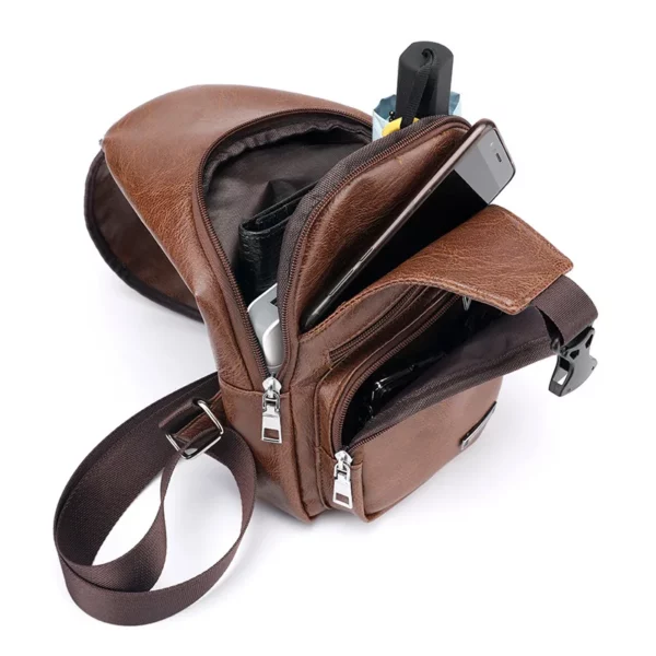 Men's Crossbody Bags Men's USB Chest Bag Designer Messenger bag Leather Shoulder Bags Diagonal Package - immagine 4